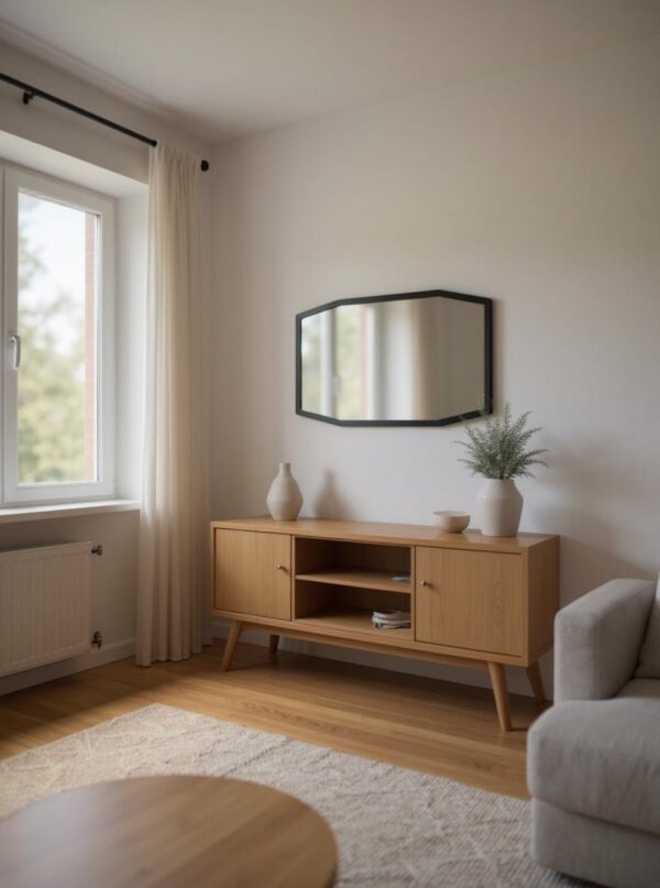 Mirror Cover with Dark Wooden Frame