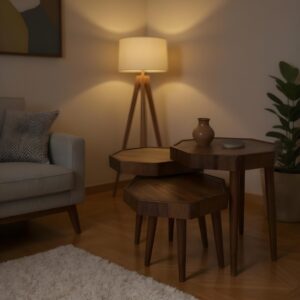 Octagonal Wooden Jigon Table Set