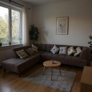 L-Shaped Brown Sectional Sofa