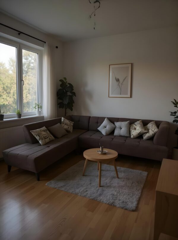 L-Shaped Brown Sectional Sofa