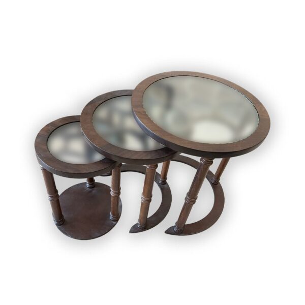 Round Nesting Tables with Glass Top - Image 2